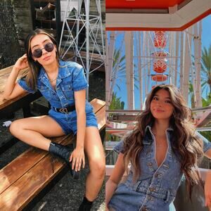 Lioness U know What's Up Denim Romper XS Festival Spring Summer Hollywood‎